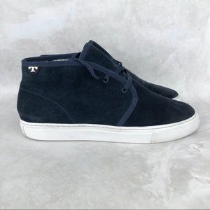Tory Burch Blue Suede Leather High Top Women’s Sneakers Size 10M